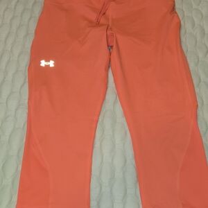 Under Armour Women's Compression Leggings Bright Coral Pink Size Large Pocket